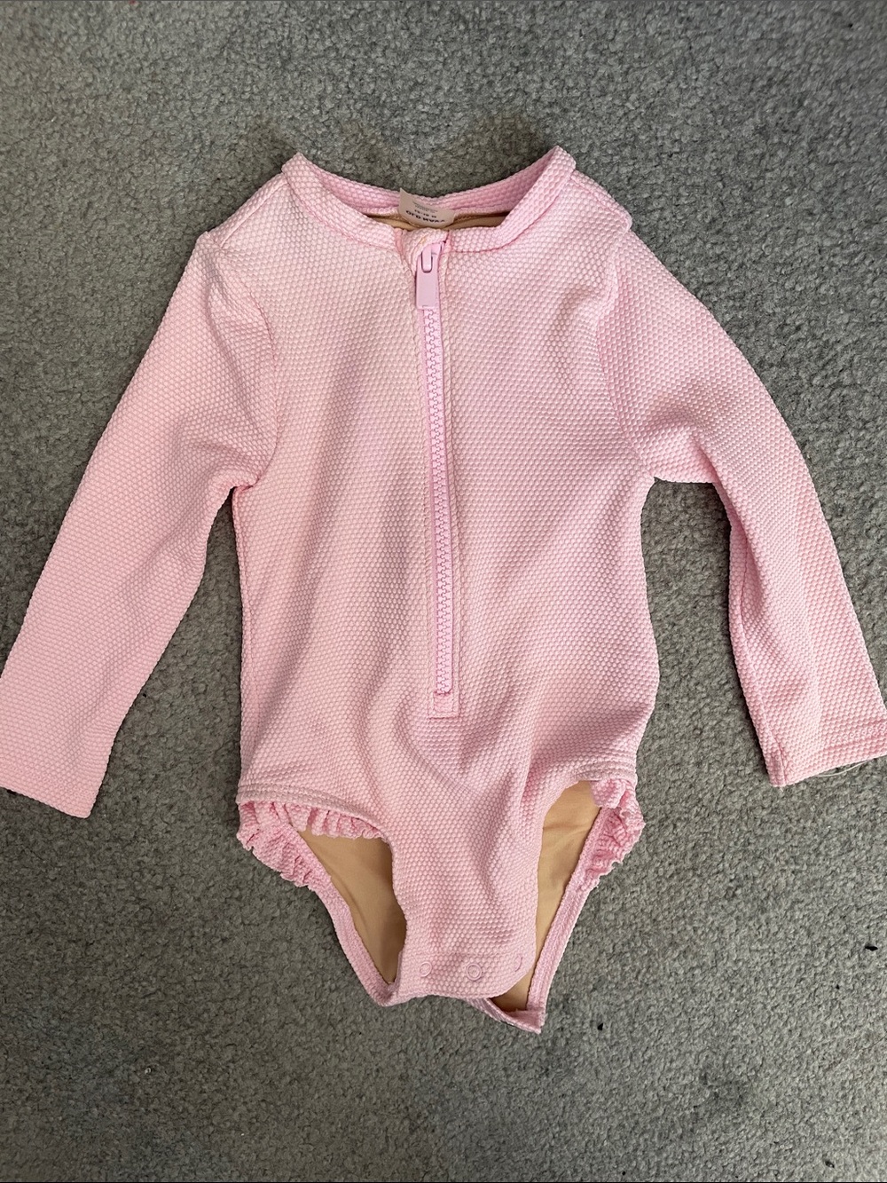 Girl Light Pink Long-Sleeve Bathing Suit